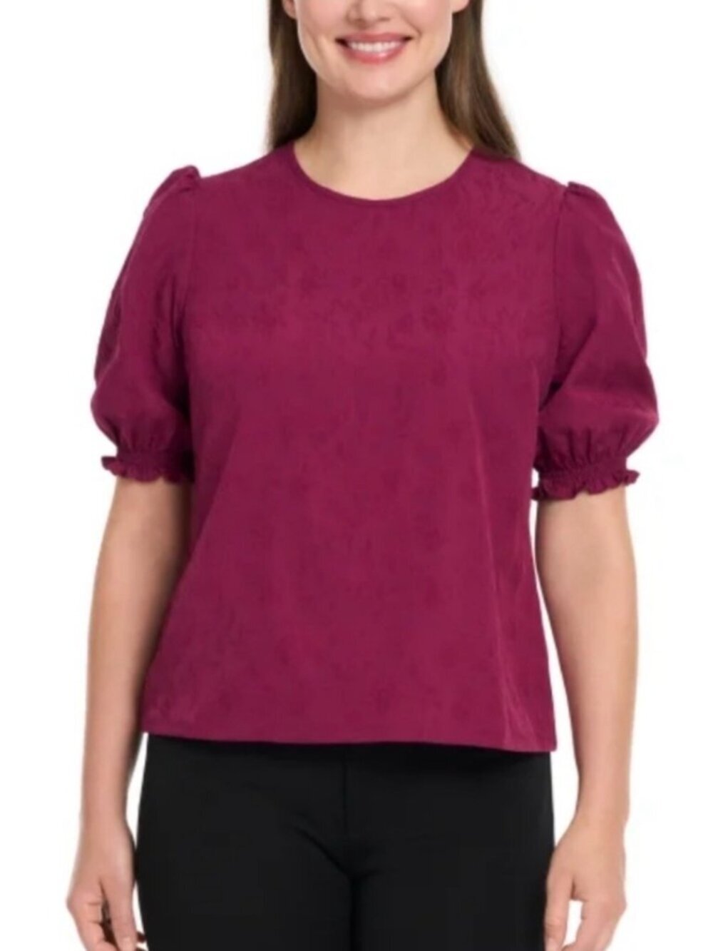 TED BAKER London Floral Bouse~Size XL~Burgundy 3/4 Sleeve Stretch Top NWT L17 29